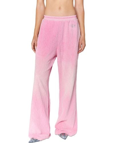 DIESEL Wide Trousers In Monogram Chenille - Pink