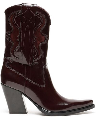 DIESEL Western Boots In Smooth Leather - Brown