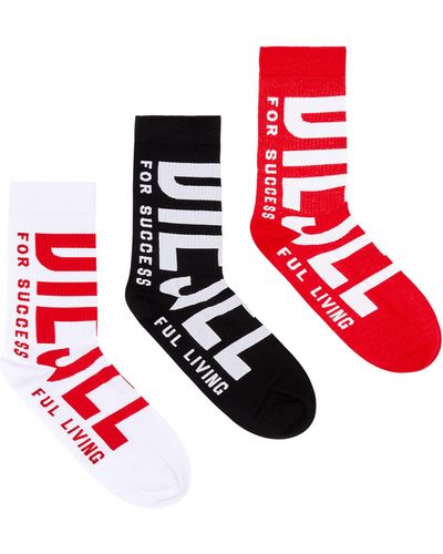 DIESEL Three-pack Of Socks With Maxi Logo - Red