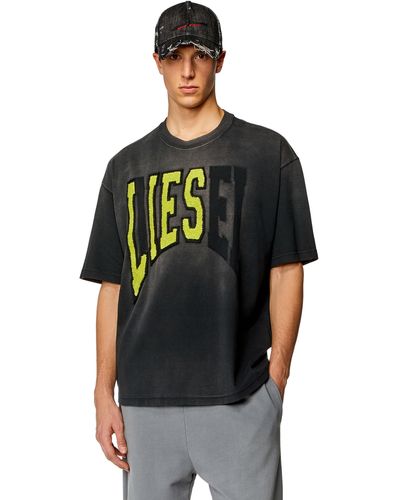 DIESEL Oversized T-shirt With Lies Logo - Black