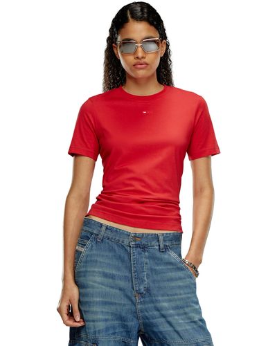 DIESEL T-shirt con micro logo ricamato - Rosso