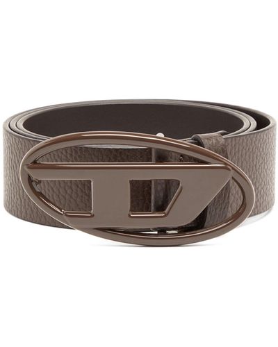 DIESEL Leather Belt With Matte Buckle - Brown