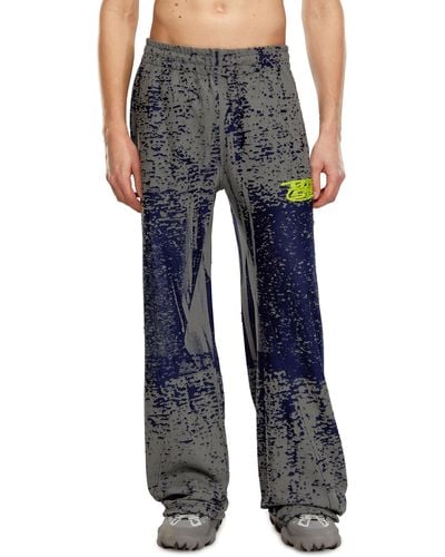DIESEL Pantaloni della tuta burnout con logo puff - Blu