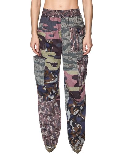 DIESEL Trousers In Mixed Camo Satin - Multicolour