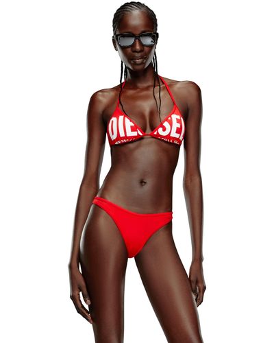 DIESEL Haut de bikini triangle avec logo oversize - Rouge