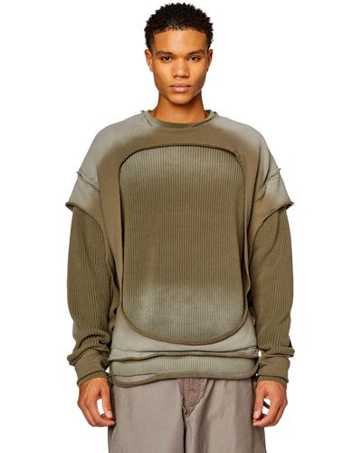 DIESEL Sweater With Destroyed Peel-off Effect - Green