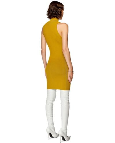 DIESEL Short Dress With Cut-out And Logo Plaque - Yellow