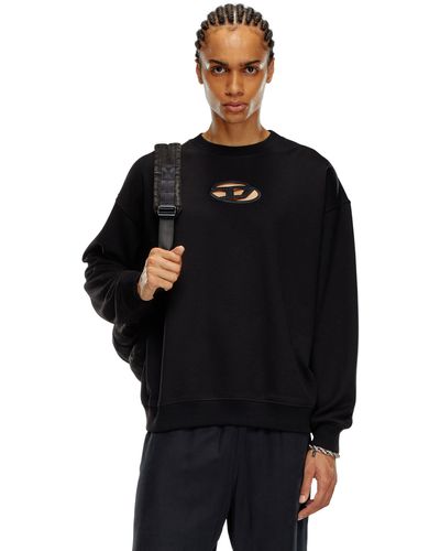 DIESEL Sweatshirt With Cut-out Oval D Logo - Black