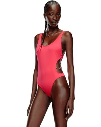 DIESEL Swimsuit With Oval D Chain - Red