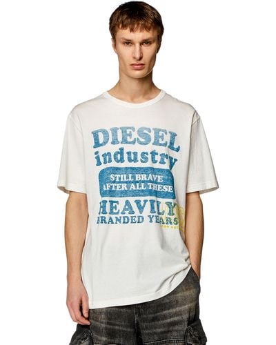 DIESEL T-shirt avec logo imprimé inside-out - Bleu