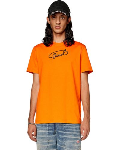 DIESEL T-shirt With Puff Print - Orange