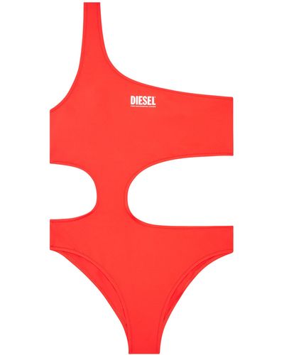 DIESEL Maillot de bain mono-bretelle avec cut-out sur le côté - Rouge