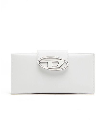 DIESEL Leather Continental Wallet With Logo Plaque - White