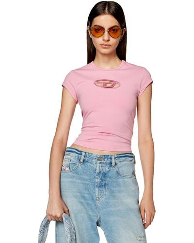 DIESEL T-angie Cut-out Logo T-shirt - Pink