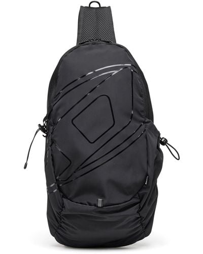 DIESEL Drape Sling Logo-print Woven Backpack - Black