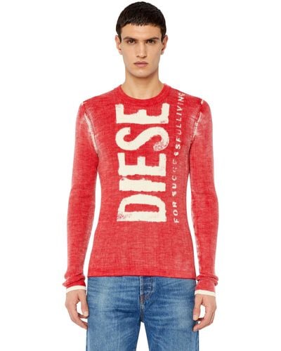 DIESEL Wool Sweater With Bleeding-effect Logo - Red