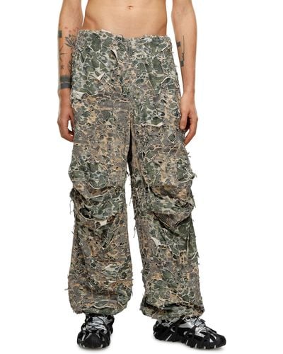 DIESEL Camo Trousers With Destroyed Finish - Multicolour