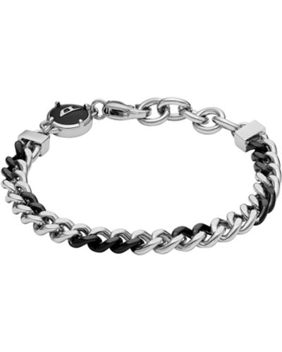 DIESEL Two-tone Stainless Steel Chain Bracelet - White