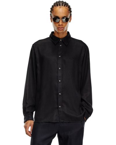DIESEL Fluid Shirt With Logo Embroidery - Black