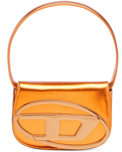 DIESEL 1DR - Ikonische Schultertasche aus Spiegel-Leder - Schultertaschen - Damen - Orange