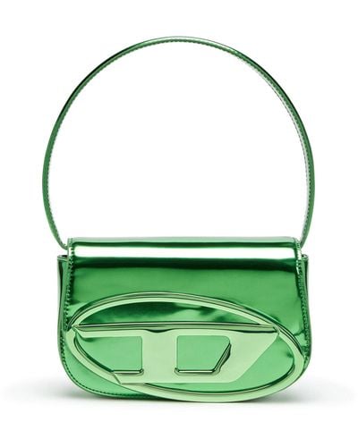 DIESEL 1dr-iconic Shoulder Bag In Mirrored Leather - Green