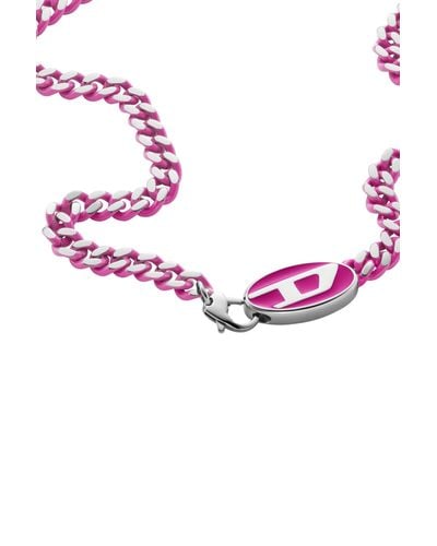 DIESEL Stainless Steel Chain Necklace - Pink
