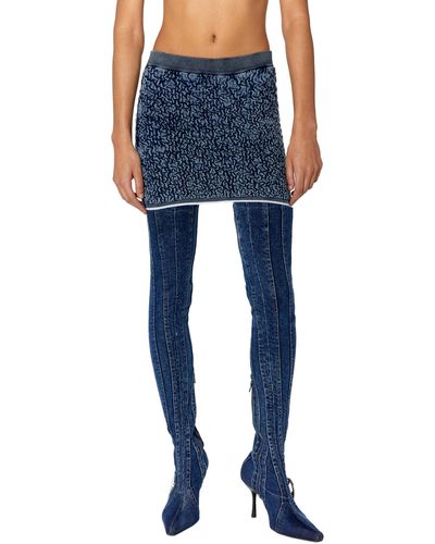 DIESEL M-dia Elasticated-wasitband Miniskirt - Blue