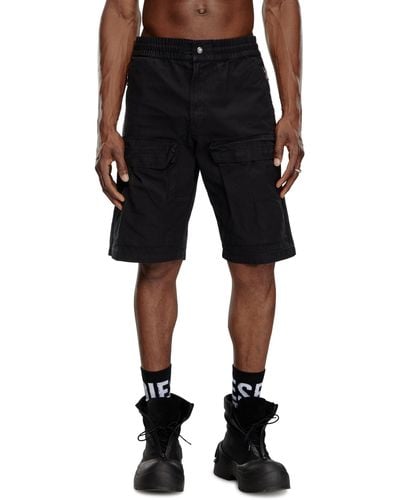 DIESEL Cargo Shorts In Faded Organic Cotton - Black