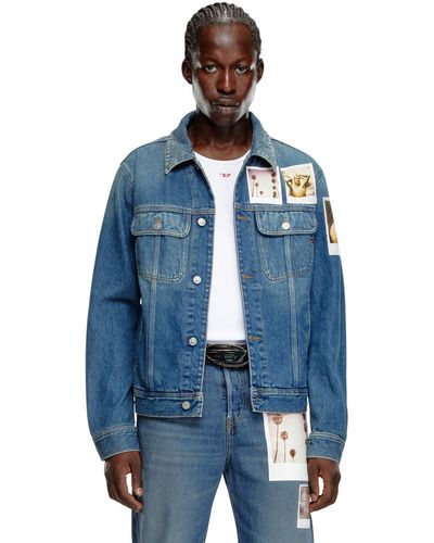 DIESEL Trucker Jacket With Polaroid Patches - Blue