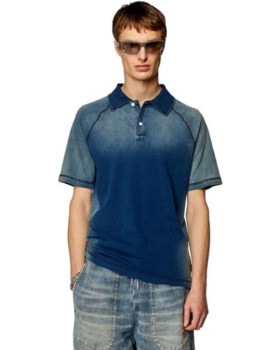 DIESEL Polo Shirt With Sun-faded Effects - Blue