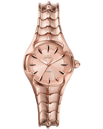 DIESEL Vert Three-hand Rose Gold-tone Stainless Steel Watch - Pink
