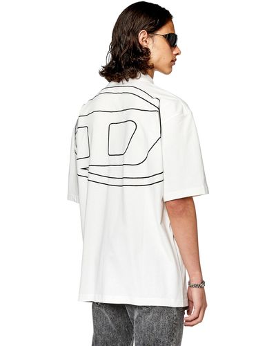 DIESEL Poloshirt mit großer Oval D-Stickerei - Weiß
