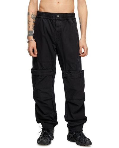 DIESEL Cargo Trousers In Faded Organic Cotton - Black
