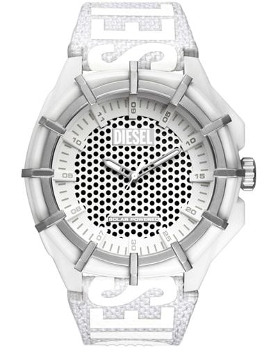 DIESEL Framed Armbanduhr Solarurhrwerk mit weißem texturiertem Zifferblatt