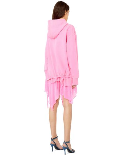 DIESEL Hoodie Dress With Handkerchief Hem - Pink