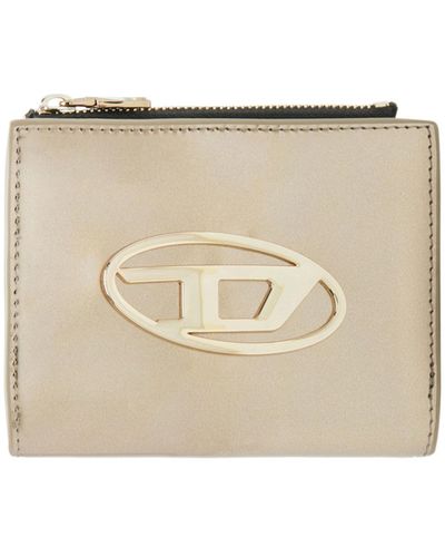 DIESEL Small Wallet In Metallic Leather - Natural