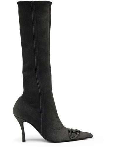 DIESEL D-venus-knee-high Boots In Stretch Denim - Black