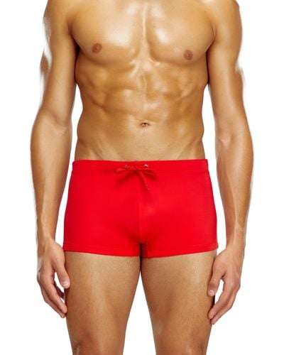 DIESEL Swim Boxer Briefs With Rear Logo Print - Red