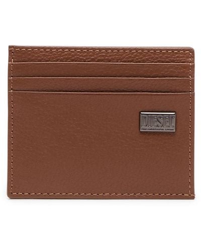 DIESEL Card Holder In Grainy Leather - Brown