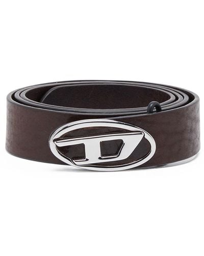 DIESEL Reversible Leather Belt With Oval D Logo - Brown