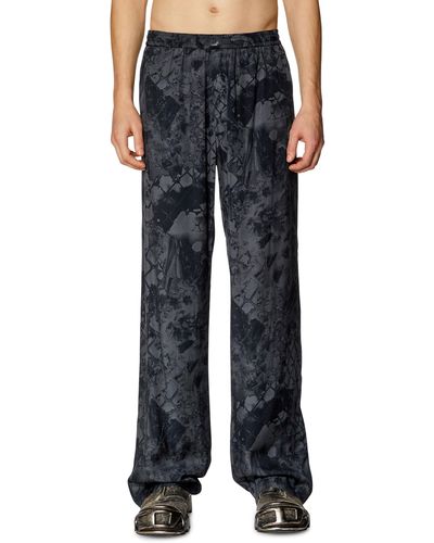 DIESEL Fluid Trousers With Abstract Print - Black