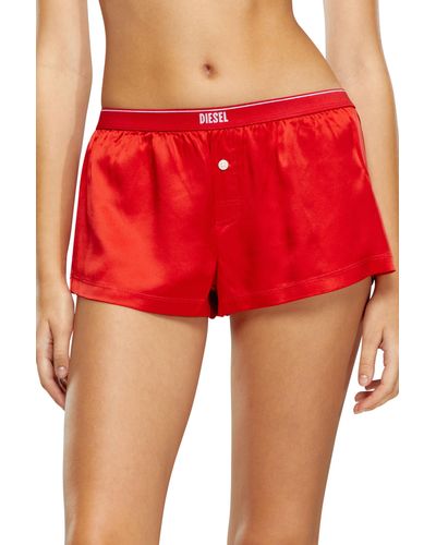DIESEL Silk Shorts With Logo Waistband - Red