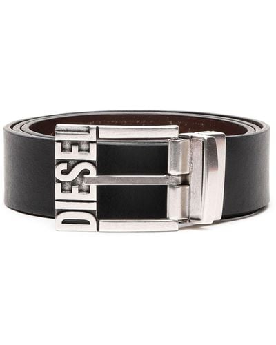DIESEL Reversible Leather Belt - White