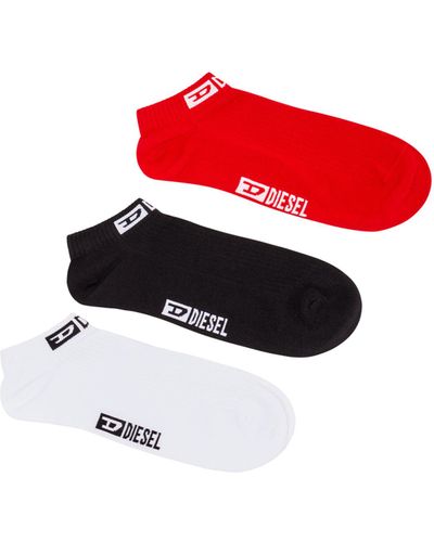 DIESEL 3-pack Low-cut Socks With Logo Cuff - Red