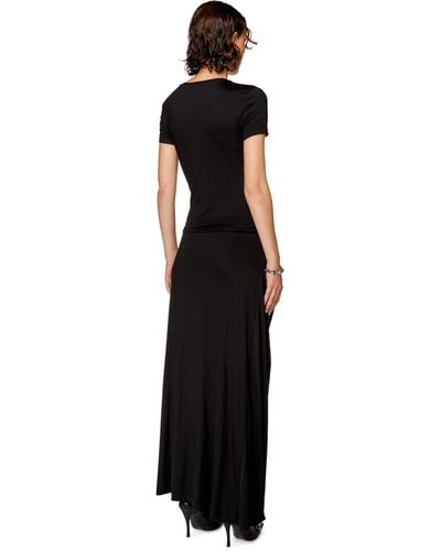 DIESEL T-shirt Dress In Stretch Modal - Black