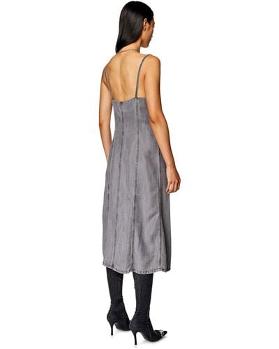 DIESEL Strappy Midi Dress In Light Denim - Gray