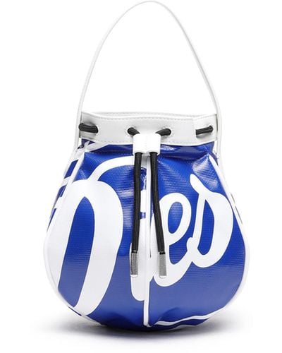 DIESEL Tarpaulin Bucket Bag With Vintage Logo - Blue