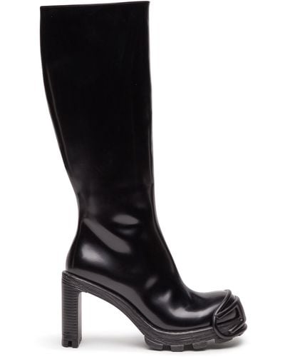 DIESEL D-hammer-high-heel Boots In Brushed Leather - Black
