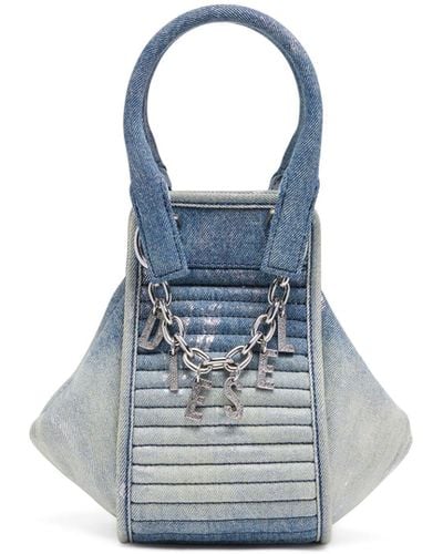 DIESEL D-vina-xs-handbag In Reflective Solarised Denim - Blue