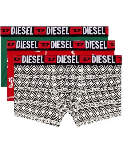 DIESEL Three-pack Printed Boxer Briefs - Red